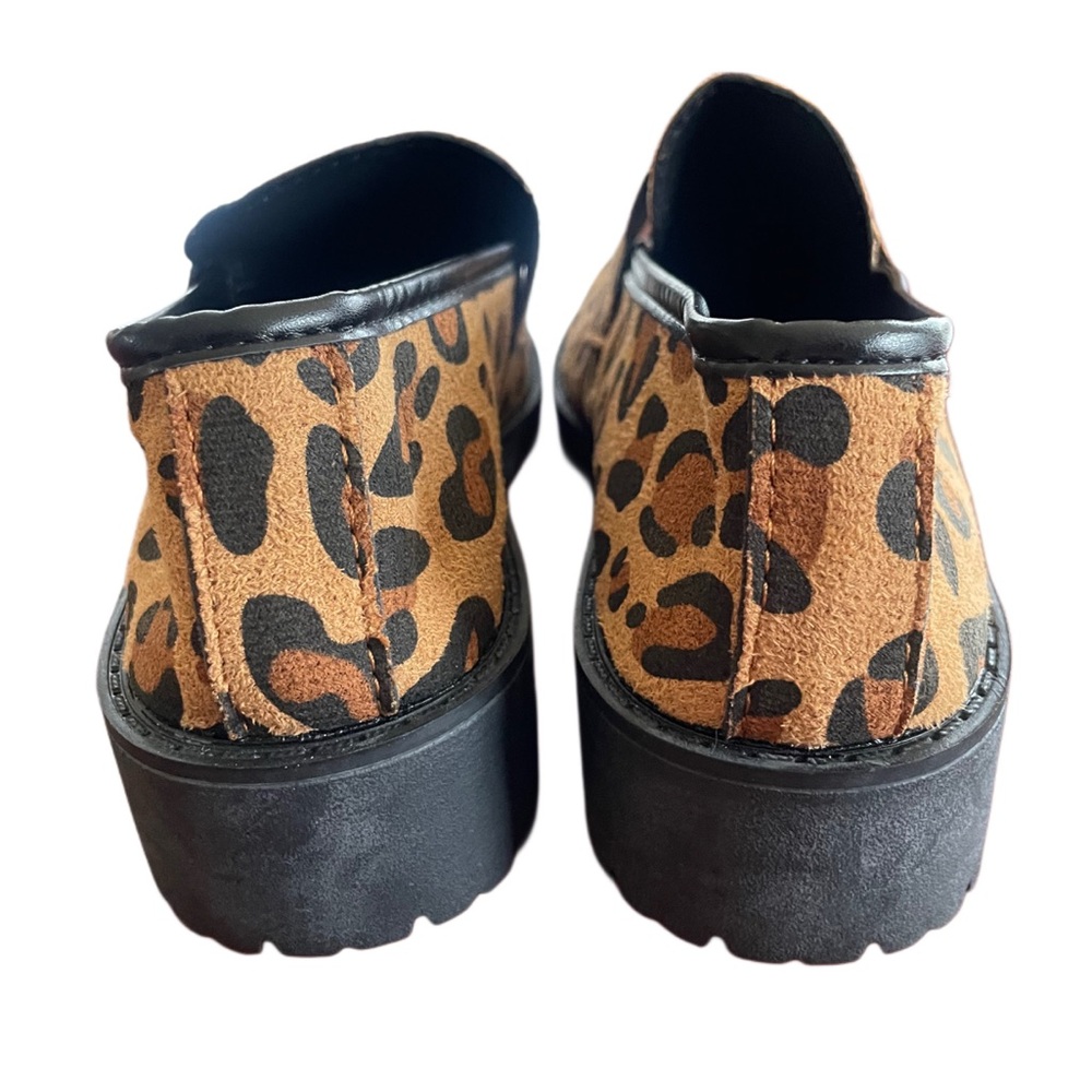 Leopard Print Chunky Lug Sole Loafers Slip On Penny Loafer Flats Casual Trendy 7 - Picture 3 of 6